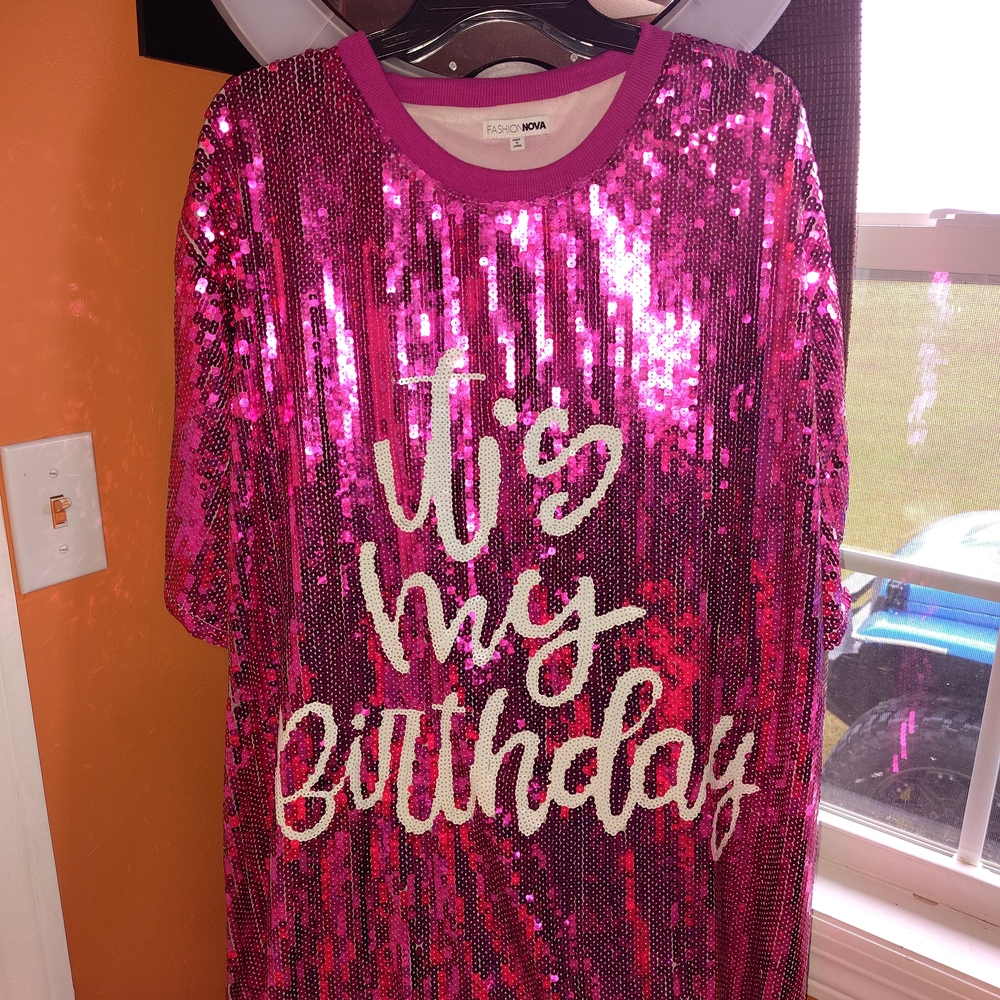 Fashion Nova Fuchsia Sequin Birthday Top